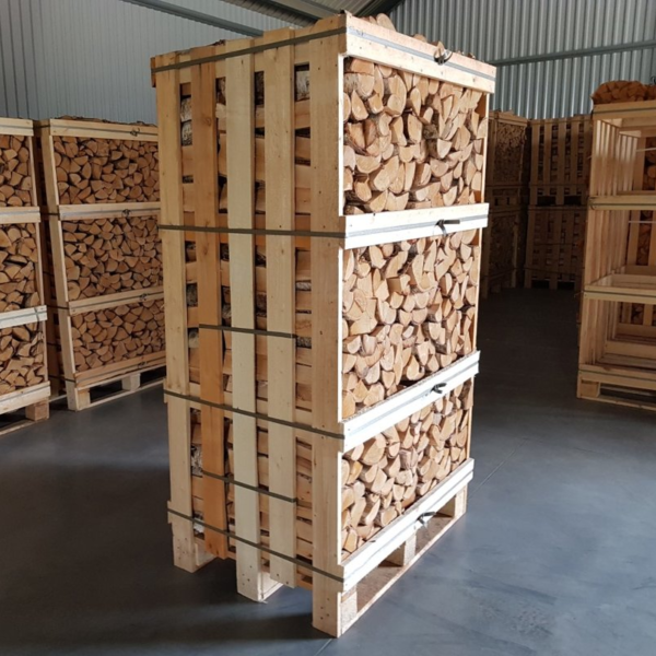 Kiln dried birch firewood in 1,8 RM wooden crates